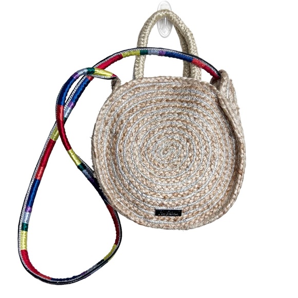 Sam Edelman Handbags - Sam Edelman Metallic Round Jute Shoulder Bag Rainbow Strap